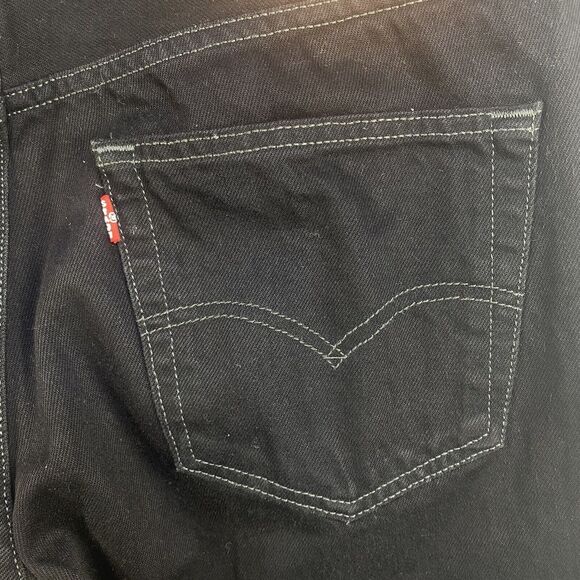 Levis 501 Jeans 34x30 Black Straight Leg Button Fly American Denim Grunge Dark - Picture 11 of 12